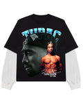 Black With White Sleeve Oversized Tee Front Design