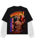 Black With White Sleeve Oversized Tee Front Design