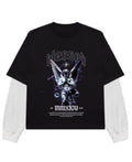 Black With White Sleeve Oversized Tee Front Design