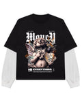 Black With White Sleeve Oversized Tee Front Design