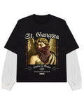 Black With White Sleeve Oversized Tee Front Design